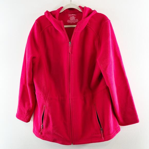 L.L. Bean Polartec Long Sleeve Hooded Fleece Full Zip Jacket Red XL - Picture 1 of 9
